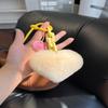 Lovely Heart Keychain Simple Car Key Chain Plush Pompoms Hanging Ornaments Keyrings Bag Pendant Keychain Accessories