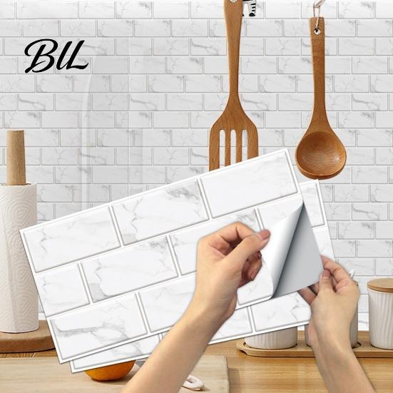 Bathroom Moisture-proof Wall Film 6Pcs Marble Pattern Peel And Stick Backsplash, Waterproof Brick Panels, Self Adhesive Durable Surface Cover