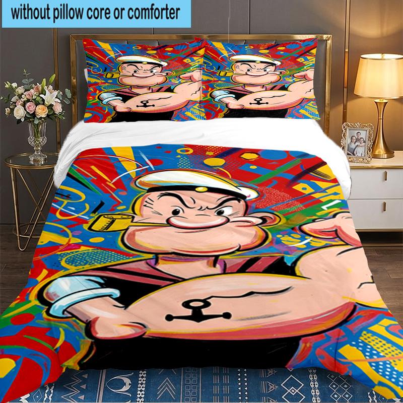 Popeye's Strength Displayed 3PCS Bedding set,Ideal for 1pc Duvet Cover And 2pcs Pillowcases Perfect for Fan gift,Ideal for Bedroom, Dormitory