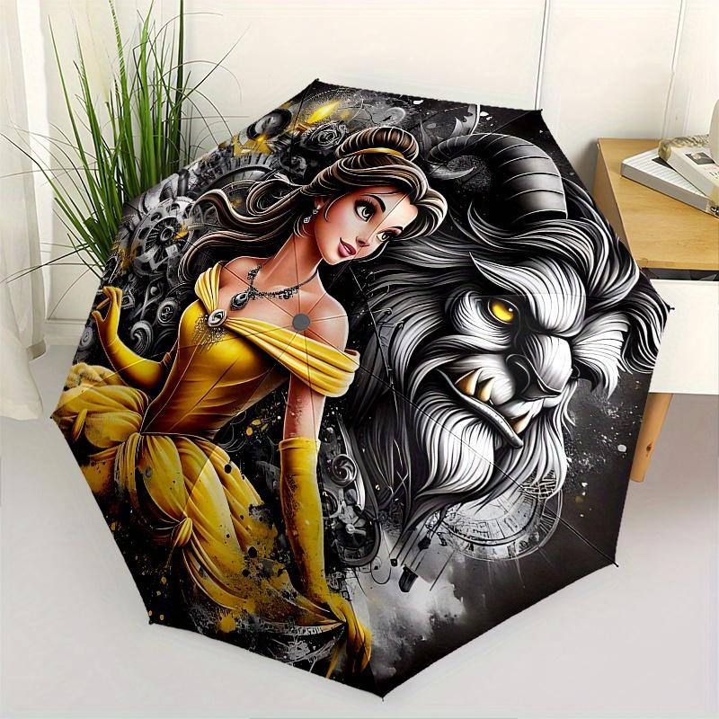 

Disney Belle, Beast Automatic Open/Close Umbrella - Cute Umbrella with Cute Design, Portable 3-Fold Compact Umbrella for Men & Women, Valent
