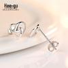 Higu E0046 S925 Silver Hollow Heart-Shaped Cartilage Stud Earrings