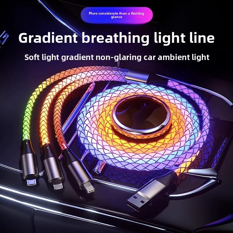Super Fast Charging Rgb Gradient Data Cable With 66w Power For Apple Huawei Android Devices