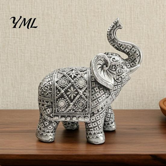 Traditional Auspicious Figure Elephant Figurine, Luck Charm Sculpture, Versatile Indoor Outdoor Decor for Ethnic Relief Crafts Car Tabletop