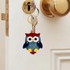 Keychain Pendant Cartoon Owl Charm Card Holder Faux Leather Access Card Case Decorative Keychain Accessory