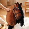 Wooden Plush Horse | Long Yarn Mane, Soft, Hobby with Foal Sound, for
