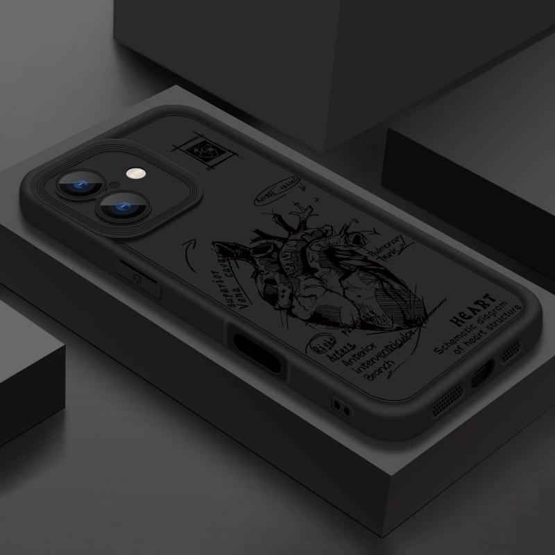 

Матовый чехол из ТПУ с рисунком в виде сердца для iPhone 16 Pro Max 15 Pro 14 13 12 11 XS XR 8 7, защита линз, противоударный мягкий силиконовый чехол для телефона iPhone 12