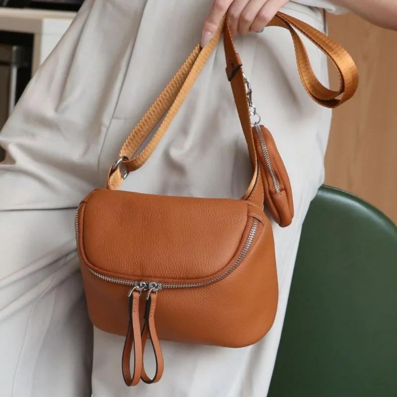 2026 Women's Cowhide Leather Crossbody Small Bag, Stylish Phe & Coin Purse, Versatile Soft Leather Shoulder Bag Everyday Use