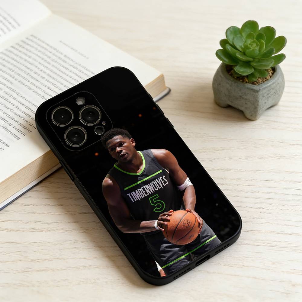 A-Anthony Edwards Phone Case For iPhone 17,16,15,14,13,12,11 Plus,Pro Max,XS,Soft Silicone Black Cover
