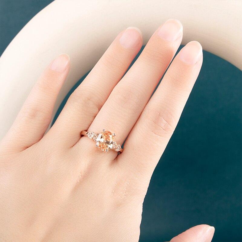 BELLA BOX Luxusní zásnubní prsten v barvě růžového zlata s kulatým zirkonovým křišťálovým kamenem oslnivý návrhový prsten