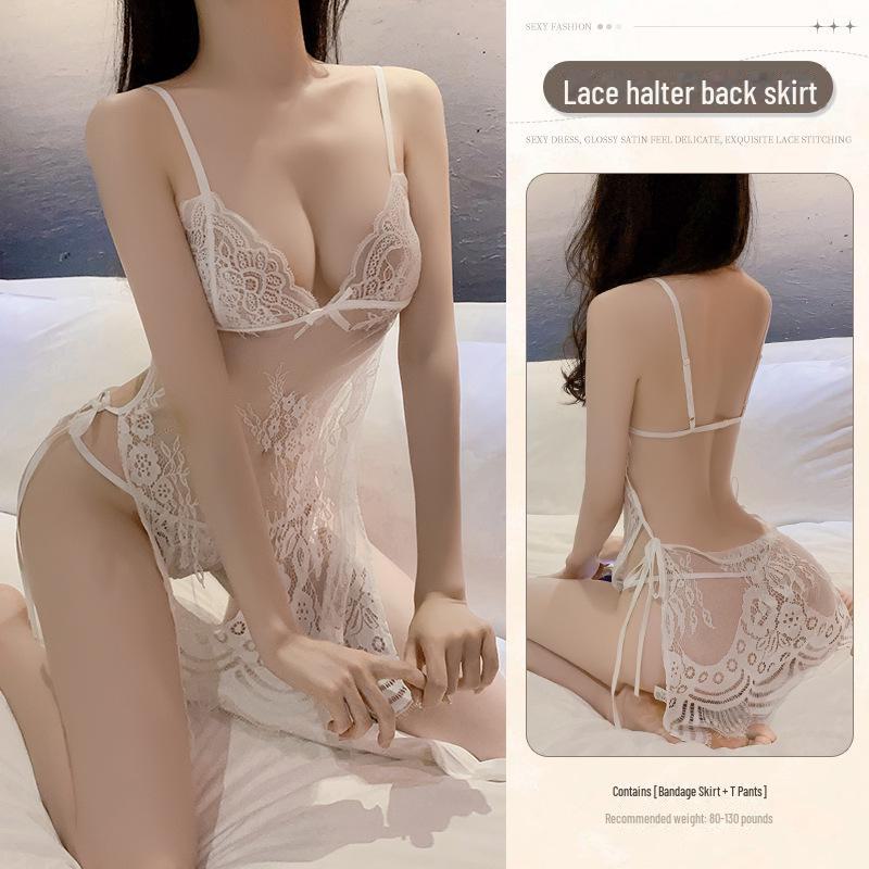 Manyan Sexy rückenfreie Dessous: Transparentes Nachthemd mit Strapsen, Home Suit 9194