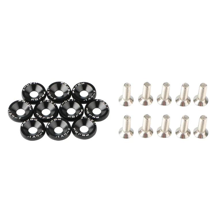 20pcs Lug Nuts Jdm Car Modification M6 Gasket Concave Screw 1.9cm Hexagonal Fasteners A Set Screw Fender Bumper Engine Aluminum