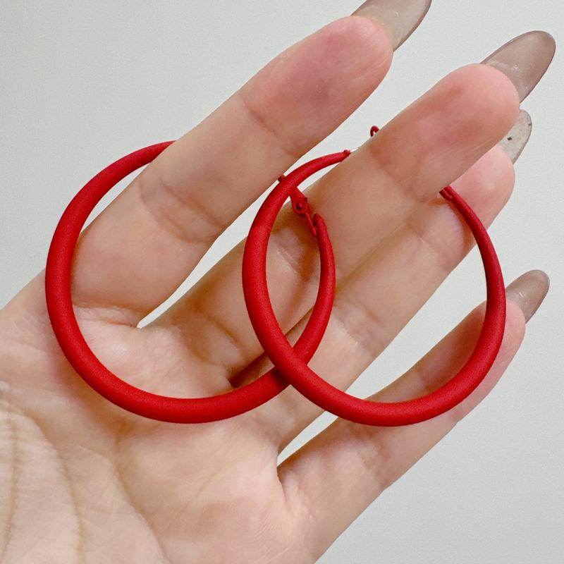 Trendy Big Round Circle Dangle Earrings for Women Exaggerate Punk Loops Red Geometry Simple Hoop Earrings Zircon Party Gift