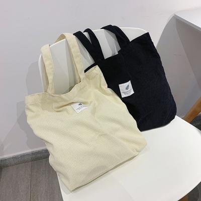 Corduroy Bag Handbags for Women Shoulder Bags Female Soft Solid Color Storage Reusable Girls Large Capacity Shopper Totes Bag