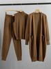 European Fashion Women's Autumn/Winter Casual Knit Cardigan, Vest, and Pants Set