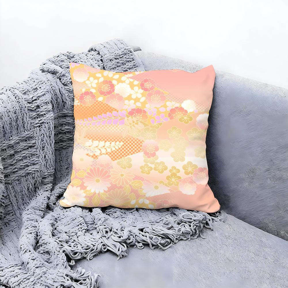 Traditional Chinese Floral Pattern Cushion Cover Premium Comfort Reversible Pillow Cove in One Design for Any Room Car Interior