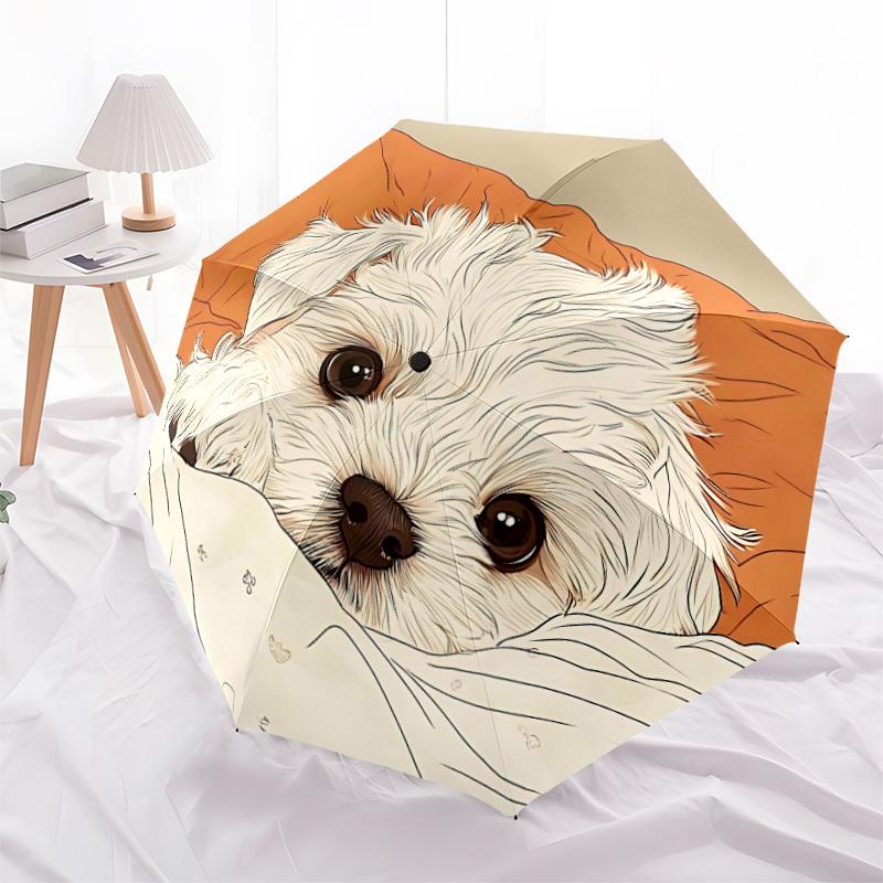 1pc Puppy Dog Fashionable Automatic Opening/Closing Folding Umbrella with 8 Bones, Windproof Portable, Daily Use054