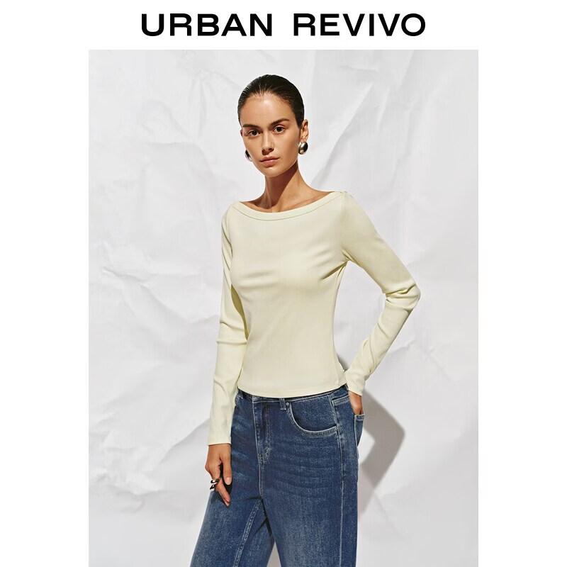 UR2026 Women's Textured Long-Sleeve Slim-Fit T-shirt