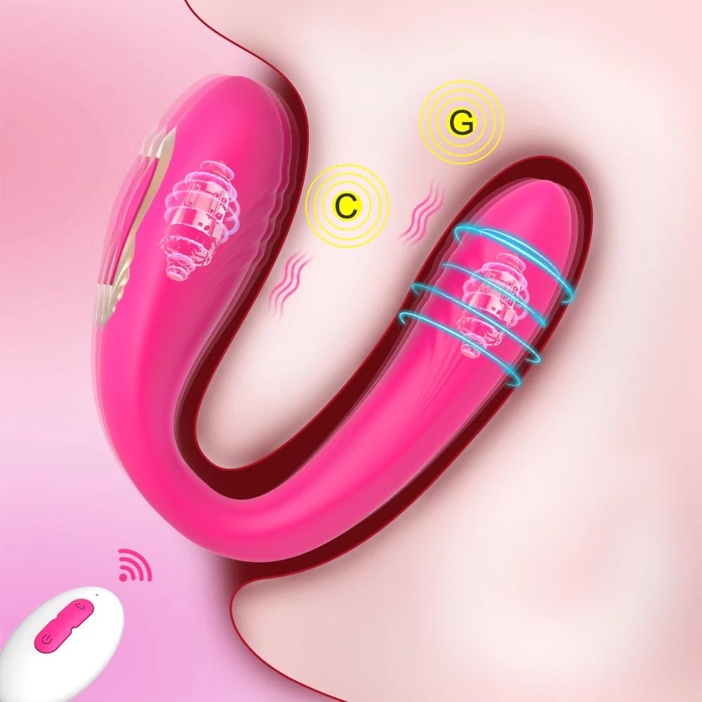 Wireless Remote Control Vibrating G Spot Clitoris Stimulator Double Penetration Dildo Vibrators Couples Adult Sex Toys for Women