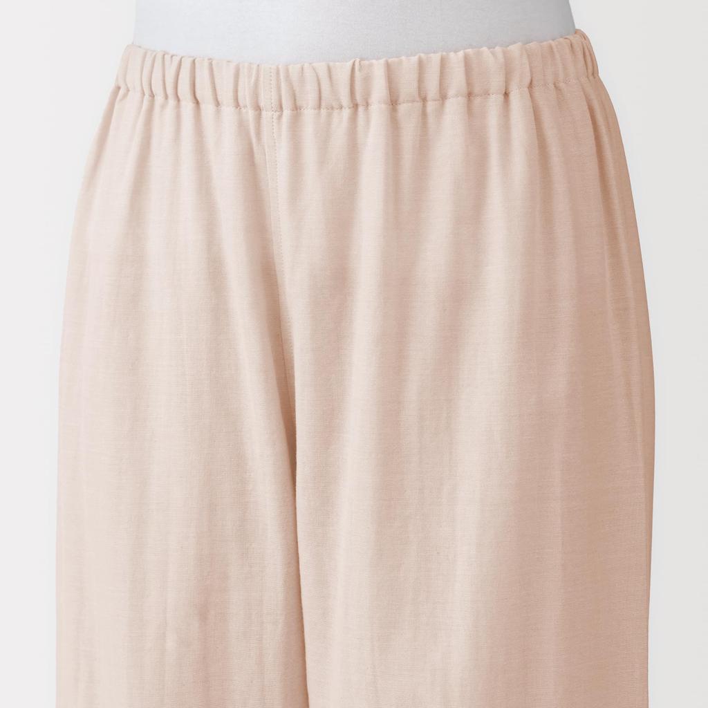 MUJI Seamless Double Gauze Light Yellow XL Women's Long-Sleeved Pajamas, FD1LUA6S, Stripe,