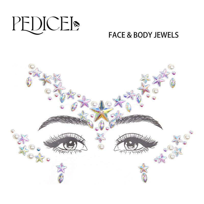 3D Rhinestone Bright Face stickers for festival Glitter Makeup Jewelry Sticker on Face crystals Gems jewels diamonds decoration