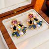 Vintage Colorful Rhinestone Water Drop Earring for Women Imitation Pearl Crystal Beads Earrings with Tassel Ear Jewelry K-