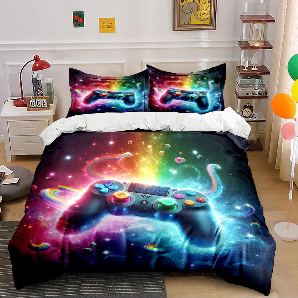 Colorful Gaming Controller Set Bedding Duvet Cover Set Duvet Cover Pillowcases (1 * Duvet Cover 2 * Pillowcases, without duvet insert)