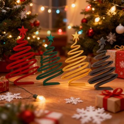 Christmas Tree Ornaments 3D Printed Spiral Christmas Tree Figurine Hoiliday Tabletop Decoration for Winter Mantel Shelf Desktop Decor
