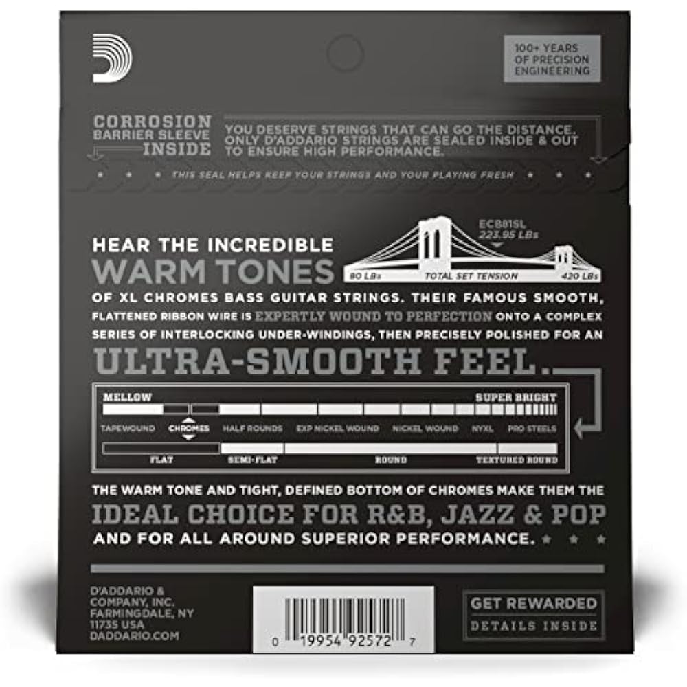 D'Addario Daddario Bass String Flatwound Super Long Scale .045-.100 ECB81SL [Domestic Genuine]