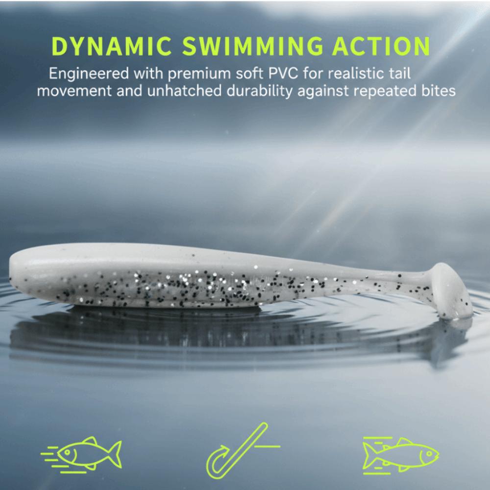 100PCS PVC Fishing Grub Baits Soft Swim Baits Durable Paddle Tail Swimbaits Bass Fishing