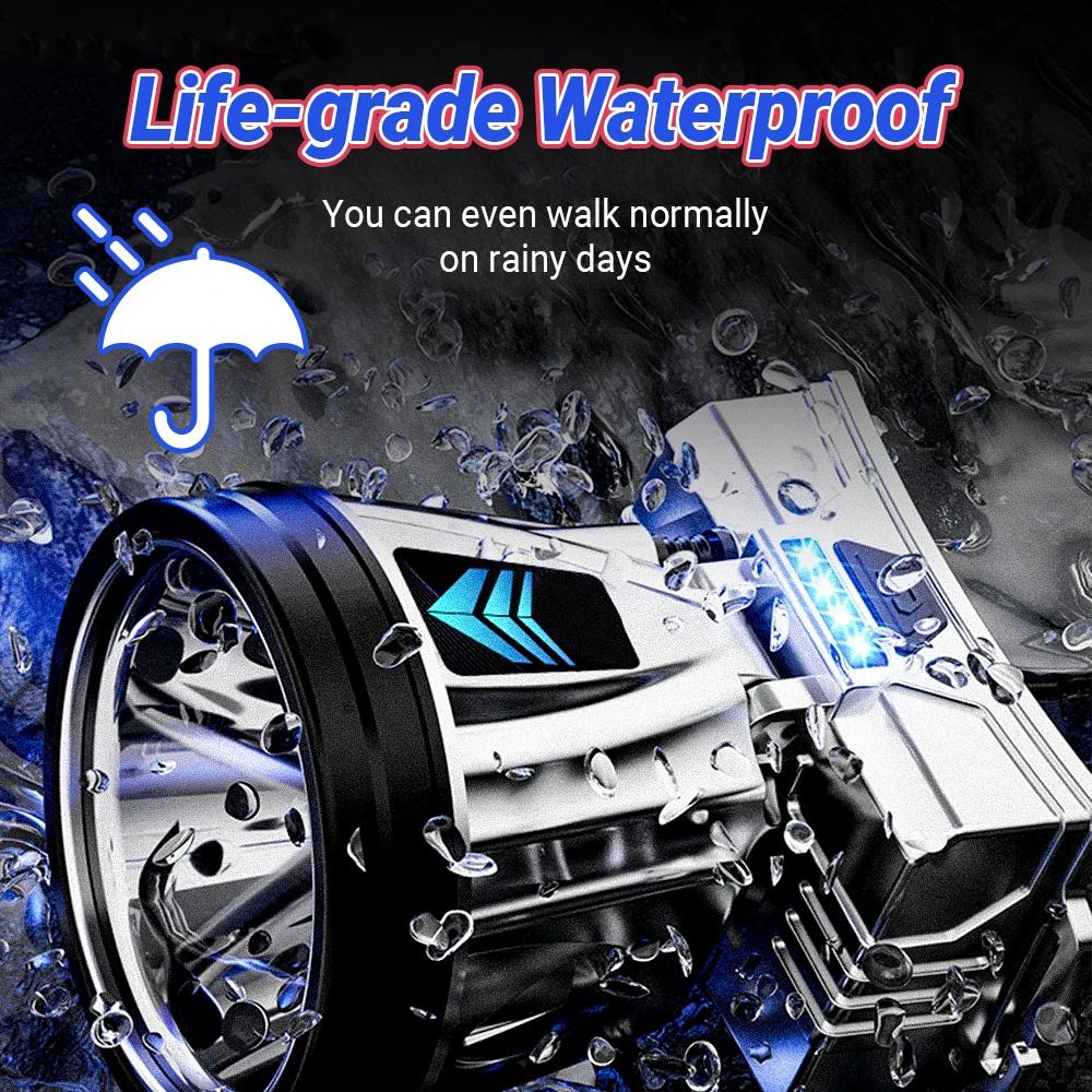 High Power LED Flashlight Waterproof Fishing Lantern Torch USB Rechargeable Powerful Spotlight Searchlight Camping Lamp