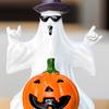 Halloweenská soška ducha a dýně, strašidelný klobouk čaroděje, sluneční brýle, pryskyřičná figurka ducha, socha, sváteční párty, domácí stolní dekorace, ozdoba
