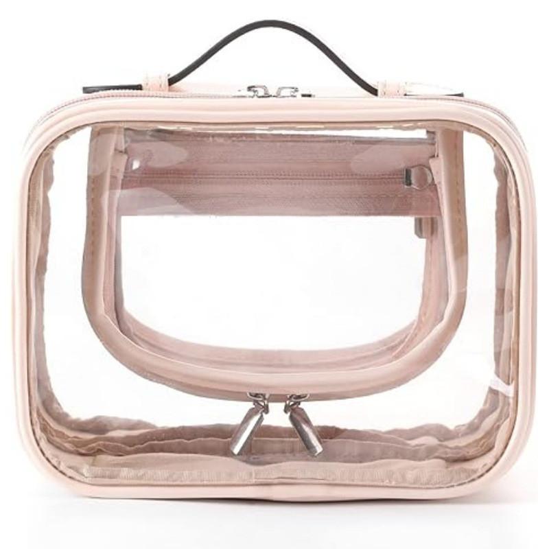 

Pvc Hanging Travel Toiletry Bag With Zipper Pockets For Men And Women рожевий