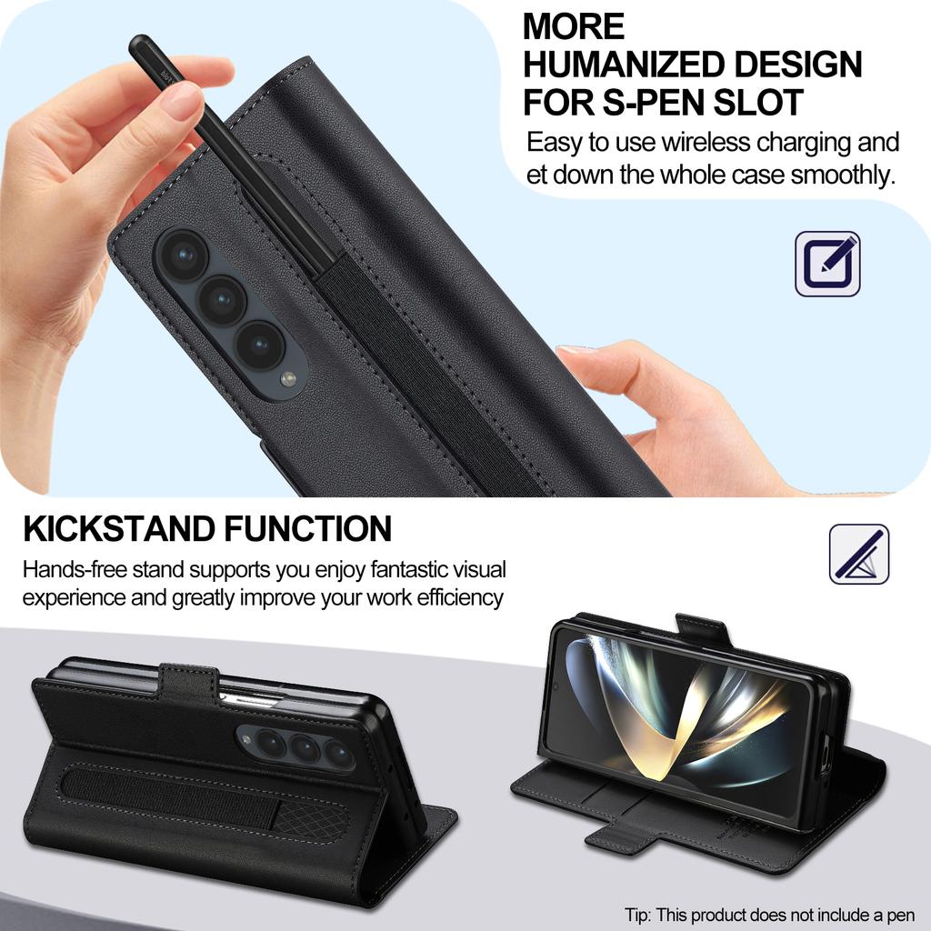 LC.IMEEKE L1 For Samsung Galaxy Z Fold3 5G Stand Case Texture PU Leather Wallet Phone Cover