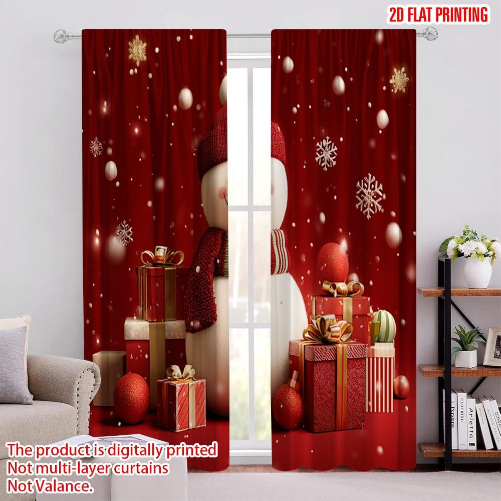 

2pcs,2D plane printing Popular Curtain Panels Snowman Cartoon Snowflake Gift Polyester Easy Install (without rod) Home Decor 52.50 × 116.00 cm 2 pcs