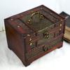 Multifunctional Retro Distressed Storage Box Intricate Carved Dressing Box Jewelry Box  Rings