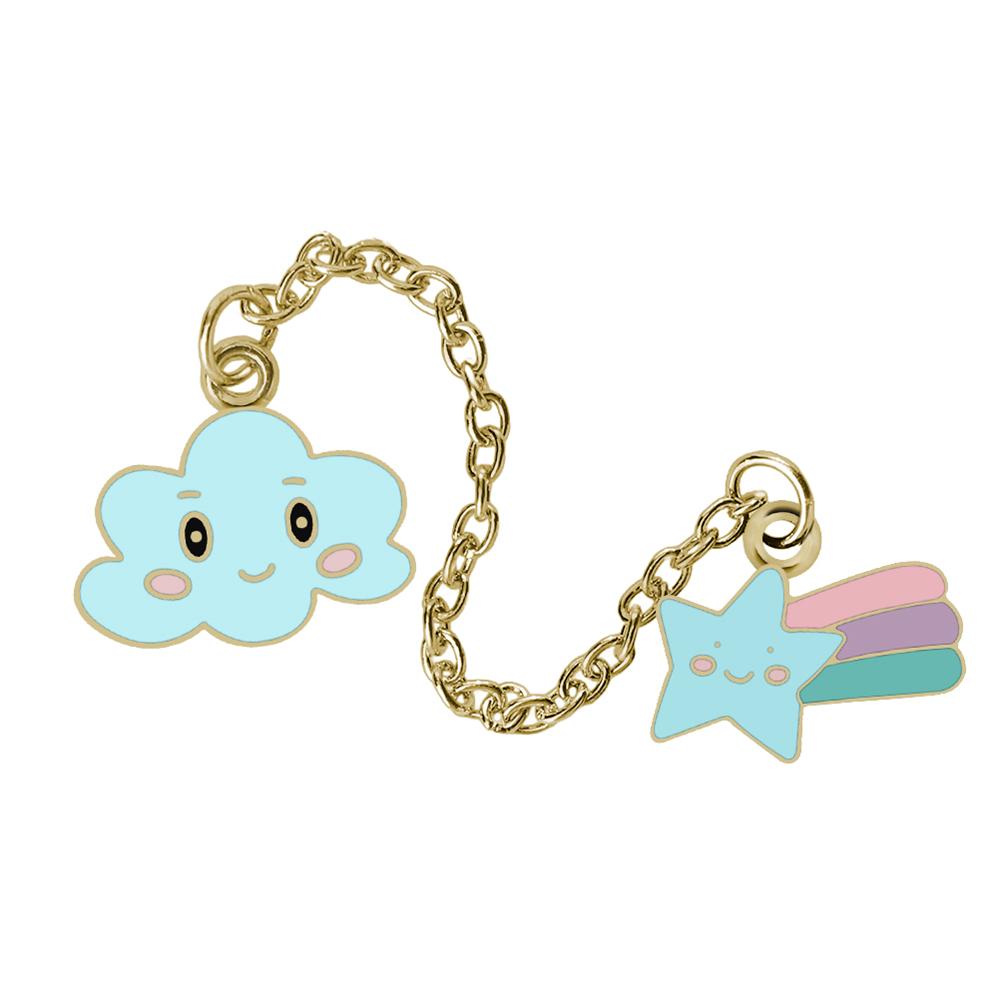 

Cute Cloud Rainbow Star Enamel Brooch Cartoon Colorful Pins with Chain Custom Pink Badge for Backpack Denim Gifts for Kids Girls синий