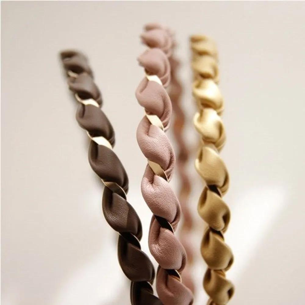 J Lauren Basic Mood Twist Leather Hairband H0311_1 Choco Brown