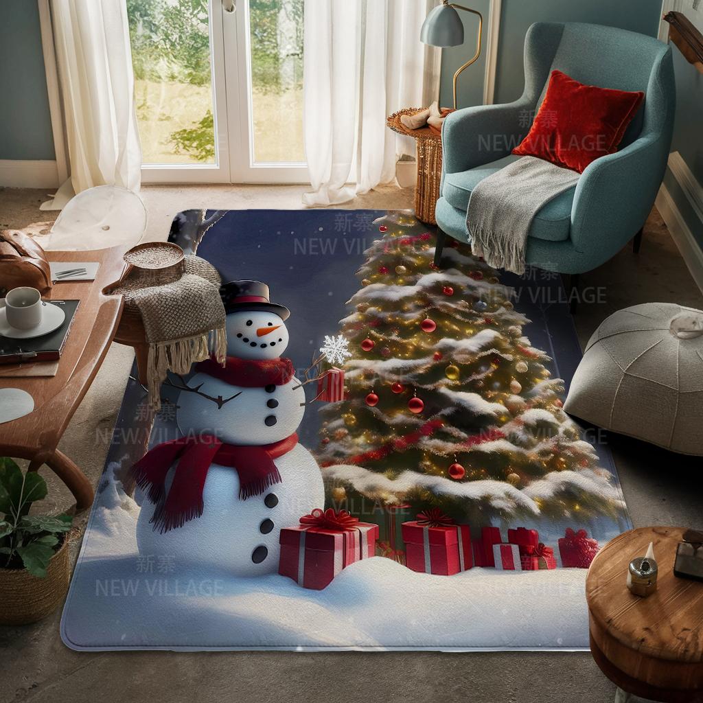 House Entrance Carpet Home Door Mat Living Room Bath Foot Bathroom Non-slip Water Absorption Rugs Bath Merry Christmas Winter