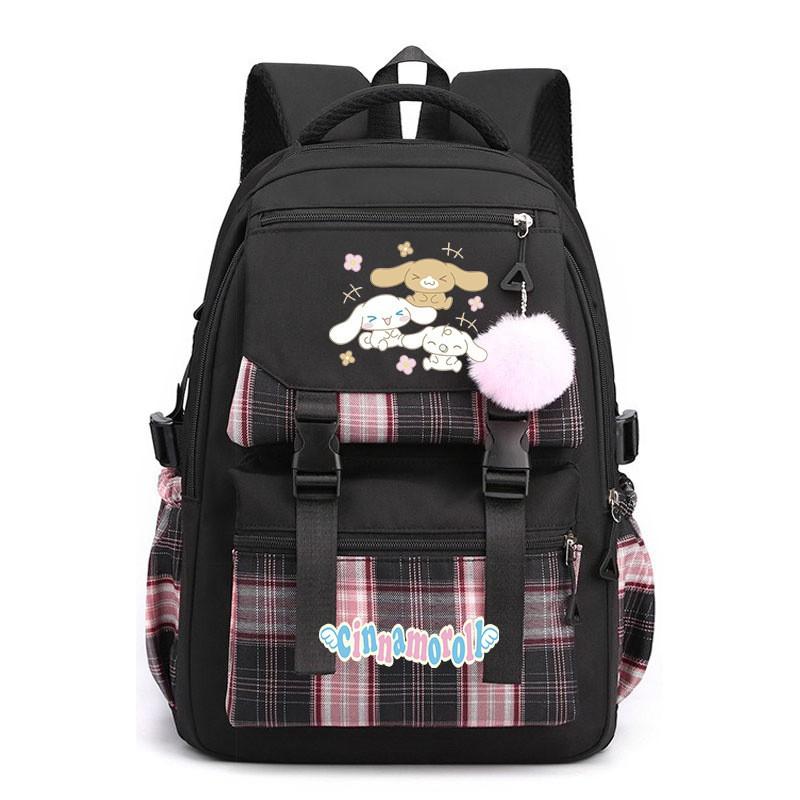 Cinnamoroll Kids School Backpack Boys Girls Large Capacity 20-35L Nylon Dual Strap Bag With Arc Shoulder Straps