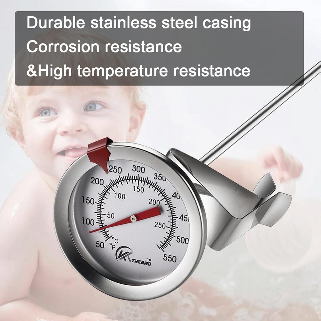Candy/Deep Fry Thermometer with Instant Read & Pot Clip Stainless Steel Stem Meat Cooking Thermometer Best for Turkey/BBQ/Grill