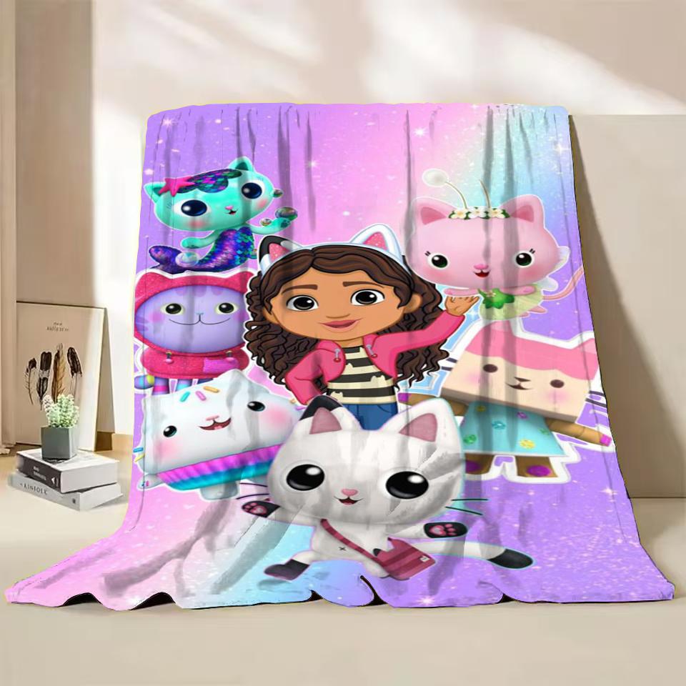 Gabbys Dollhouse Flannel Fluffy Fleece Blanket for Home Bedroom Bed Sofa Office Children Cover Adult Soft Blanket Kids Cute Gift