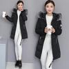 Women's Medium to Long Slim Fit Cotton Coat with Large Fur Collar