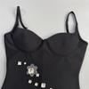 2026 Women's Rhinestone Feather Spaghetti Strap Bandage Mini Dress - Little Black Prom Party Dress