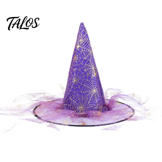 Decorative Wizard Hat Halloween Witch Hat, Adult Kids Cosplay Cone with Spider Black Web Star Decor, Gothic Party Costume Prop, Trick or Treat