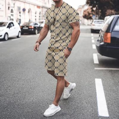 Letní Street Pánské Denní Ležérní Móda Volné Pohodlí Krátký Rukáv Venkovní Trend Sportovní Kraťasy Novinka Pruhovaný Potisk