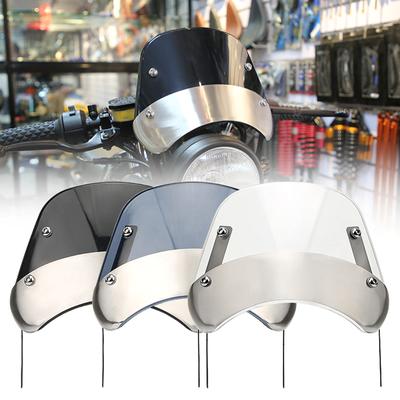 Motorcycle Windshield Wind Deflector Windscreen Replace Front Flyscreen for 5"-9.45" Round Headlight Motorbike Accessory