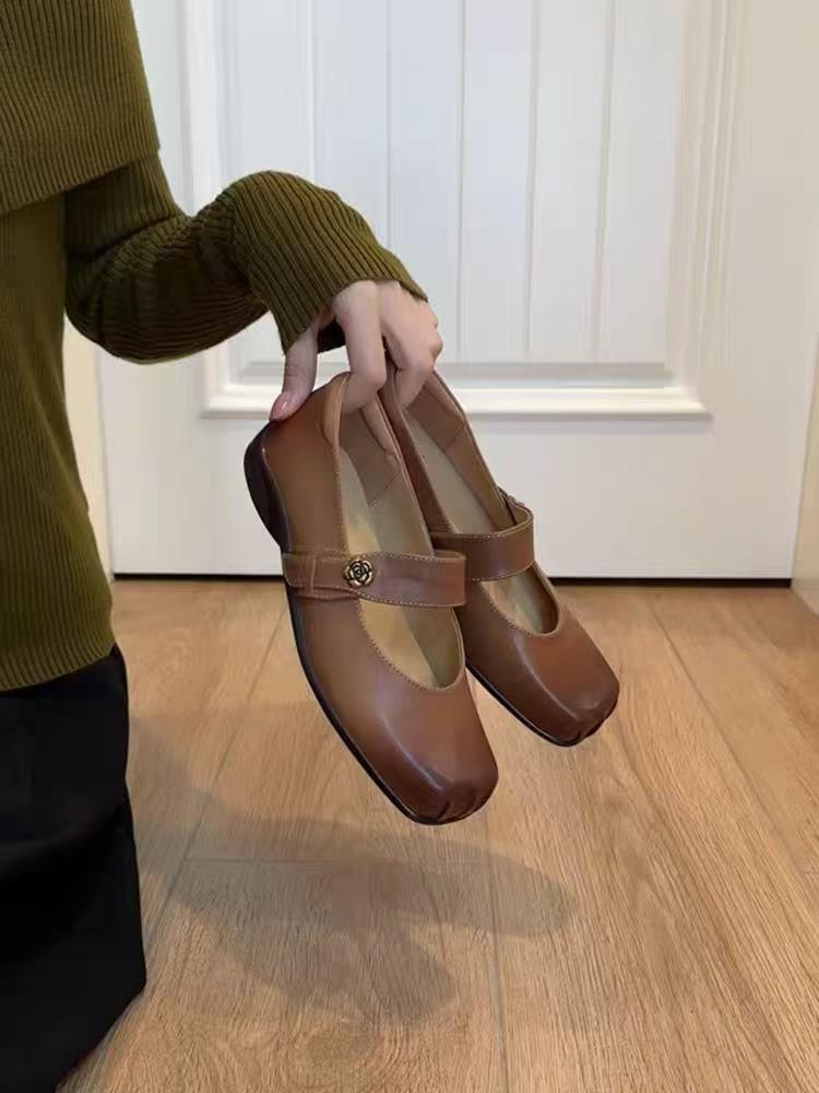 

Точечная модель~ Балетки Camellia Wenjing женские, шинная подошва, 2,5 см, квадратный носок, туфли Мэри Джейн женские D80 40