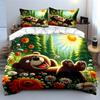 Cheerful Bear Relaxing In Nature Exquisite Three-Piece Bedding Set Gift For Kids And Adults