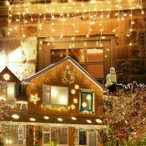 LED-Lichterketten Vorhang Eiszapfen Lichterkette für Neujahr Weihnachten Hochzeit Hausparty Dekorativ