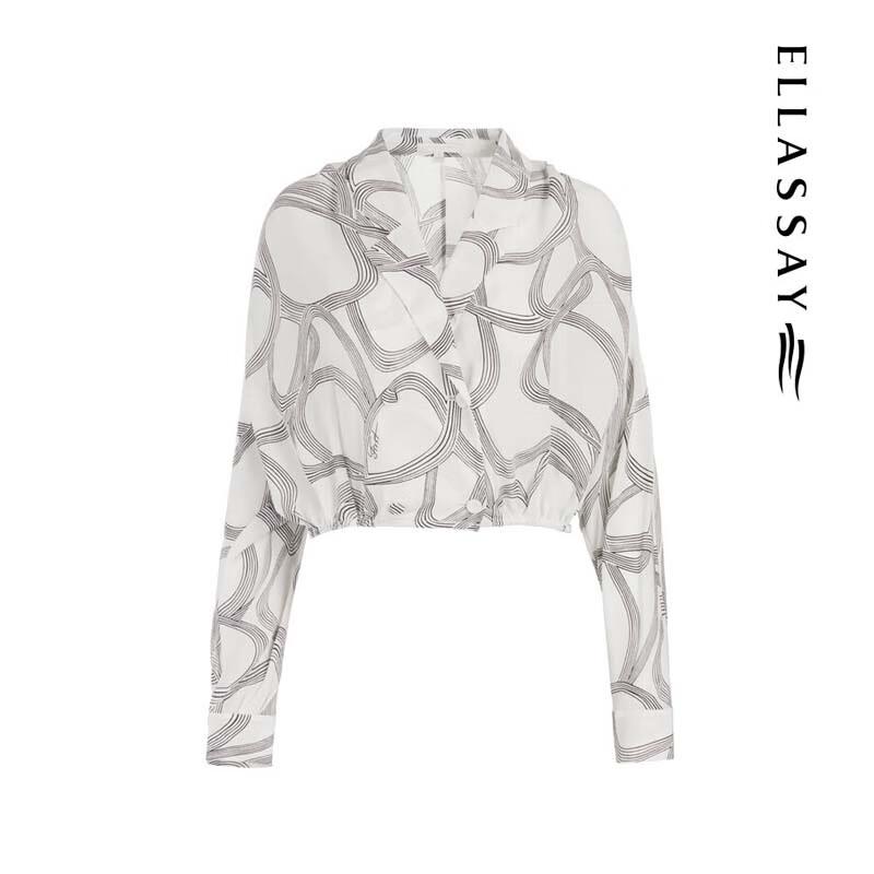 ELLASSAY Women's Mulberry Silk Loose Printed Shirt
